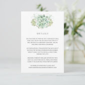 Elegant Botanische details Succulent Wedding Informatiekaartje (Staand voorkant)