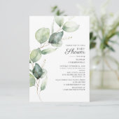 Elegant Botanische Eucalyptus Greenery Baby shower Kaart (Staand voorkant)