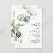 Elegant Botanische Eucalyptus Greenery Baby shower Kaart (Voorkant / Achterkant)