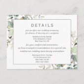 Elegant Botanische Eucalyptus Greenery - Gegevens Informatiekaartje (Voorkant)