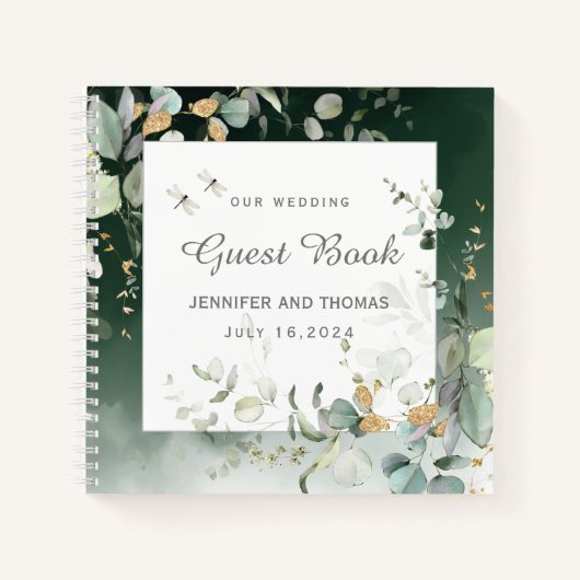 Elegant Botanische Eucalyptus Greenery Guest Book Notitieboek (Voorkant)