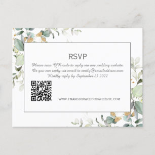 Elegant Botanische Eucalyptus Greenery QR Code RSV Briefkaart