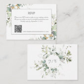Elegant Botanische Eucalyptus Greenery QR Code RSV Notitiekaartje (Voorkant / Achterkant)