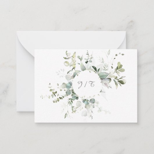 Elegant Botanische Eucalyptus Greenery QR Code RSV Notitiekaartje (Achterkant)