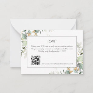 Elegant Botanische Eucalyptus Greenery QR Code RSV Notitiekaartje