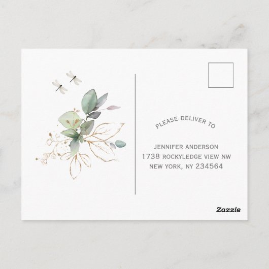 Elegant botanische Eucalyptus Greenery RSVP Briefkaart (Achterkant)