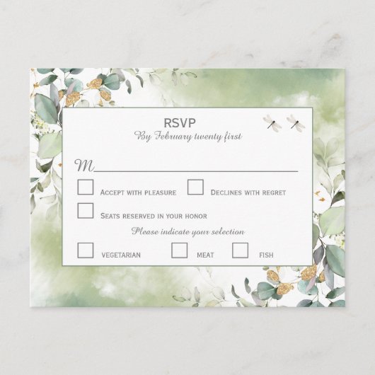 Elegant botanische Eucalyptus Greenery RSVP Briefkaart (Voorkant)