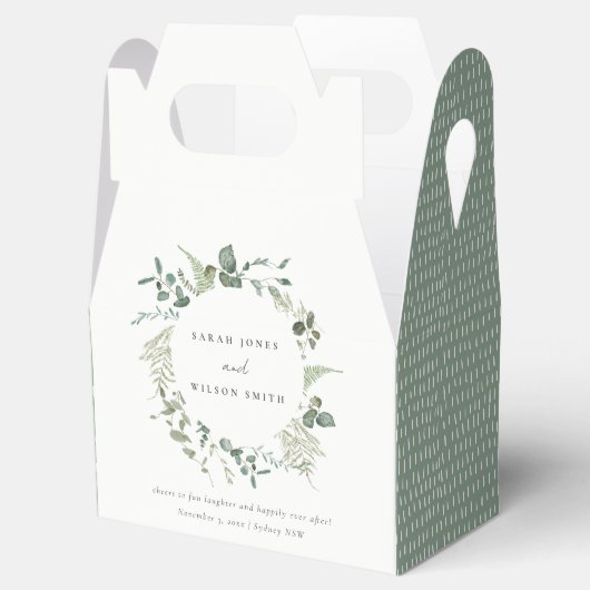 Elegant Botanische Eucalyptus Waterverf Weddenscha Bedankdoosjes (Geopend)