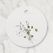 Elegant Botanische Eucalyptus Waterverf Weddenscha Bedankjes Labels (Achterkant)