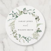 Elegant Botanische Eucalyptus Waterverf Weddenscha Bedankjes Labels (Voorkant)