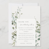 Elegant Botanische Eucalyptus Waterverf Weddenscha Bedankkaart (Voorkant)