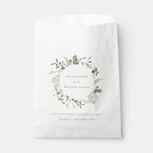 Elegant Botanische Eucalyptus Waterverf Weddenscha Bedankzakje (Voorkant)