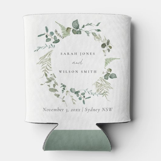 Elegant Botanische Eucalyptus Waterverf Weddenscha Blikjeskoeler (Achterkant)