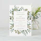 Elegant Botanische Eucalyptus Waterverf Weddenscha Kaart (Staand voorkant)