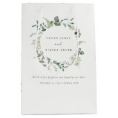 Elegant Botanische Eucalyptus Waterverf Weddenscha Medium Cadeauzakje (Voorkant)