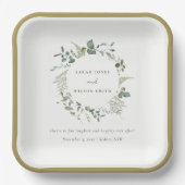 Elegant Botanische Eucalyptus Waterverf Weddenscha Papieren Bordje (Voorkant)
