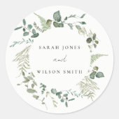 Elegant Botanische Eucalyptus Waterverf Weddenscha Ronde Sticker (Voorkant)