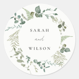 Elegant Botanische Eucalyptus Waterverf Weddenscha Ronde Sticker