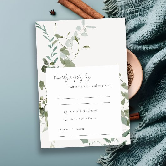 Elegant Botanische Eucalyptus Waterverf Weddenscha RSVP Kaartje