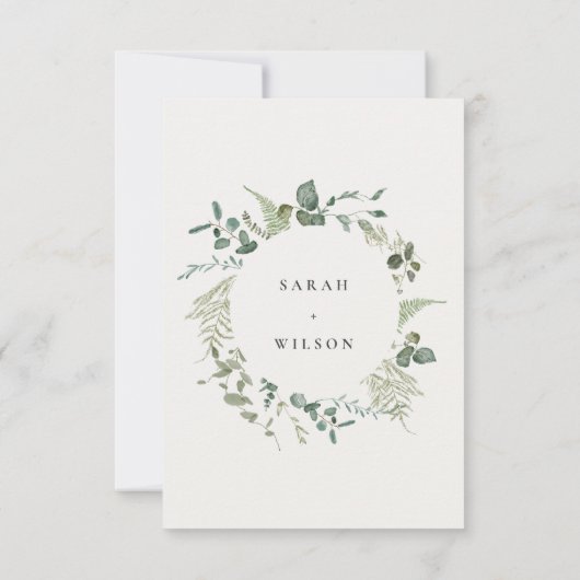 Elegant Botanische Eucalyptus Waterverf Weddenscha RSVP Kaartje (Achterkant)