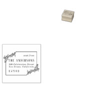 Elegant Botanische Familienaam & Retouradres Rubberstempel (Gestempeld)
