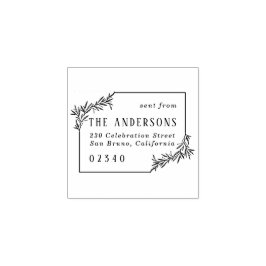 Elegant Botanische Familienaam & Retouradres Rubberstempel