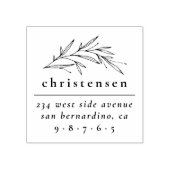 Elegant Botanische Familienaam & Retouradres Rubberstempel (Afrduk)