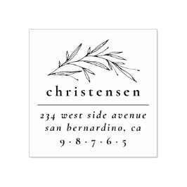 Elegant Botanische Familienaam & Retouradres Rubberstempel
