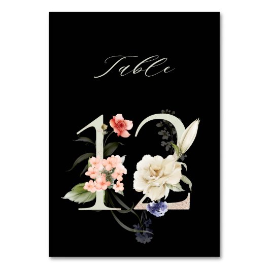 Elegant botanische flora nummer 12, zwart kaart (Voorkant)