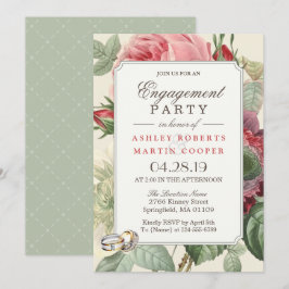 Elegant Botanische Floral Engagement Party Kaart