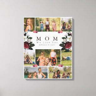 Elegant Botanische Floral Mam 8 Foto Collage gifte Canvas Afdruk
