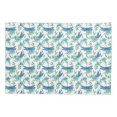 Elegant botanische florale en blauwe libellen kussensloop (Achterkant)