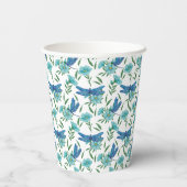 Elegant botanische florale en blauwe libellen papieren bekers (Achterkant)