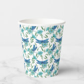 Elegant botanische florale en blauwe libellen papieren bekers (Voorkant)