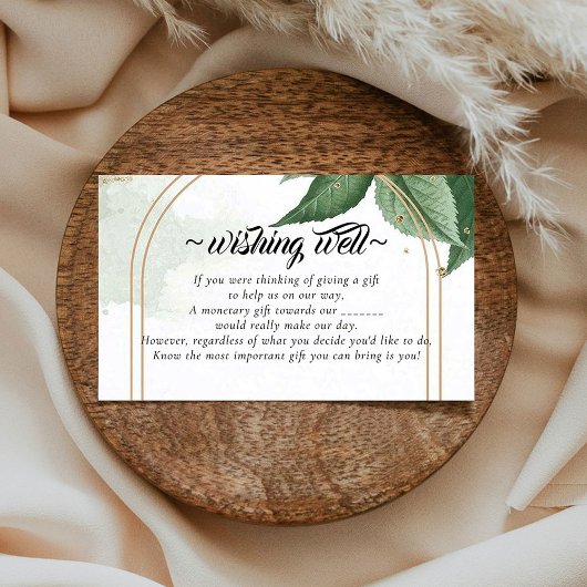 Elegant Botanische Foliage Wishing Well for Weddin Informatiekaartje