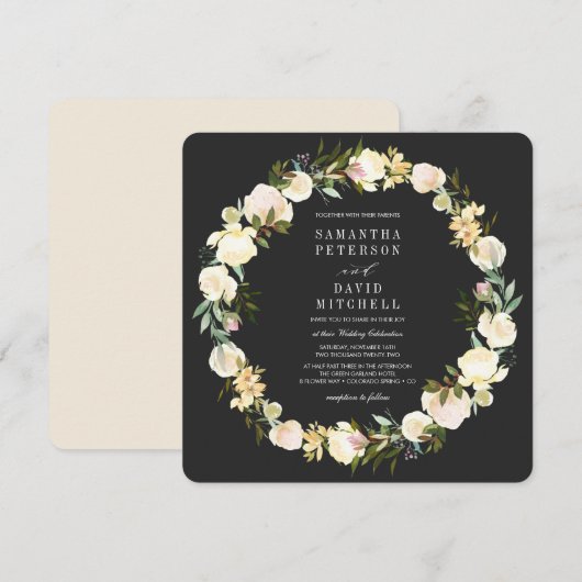 Elegant Botanische Garland Floral Organic Wedding Kaart (Voorkant / Achterkant)