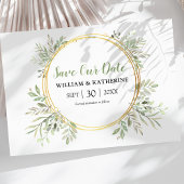 Elegant botanische groen save the date
