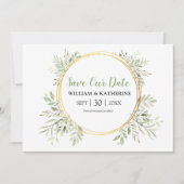 Elegant botanische groen save the date (Voorkant)