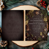 Elegant Botanische Herfst Foliage Thanksgiving Din Kaart