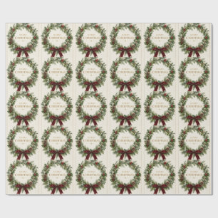 Elegant Botanische Kerst, Vintage Groenelementen Cadeaupapier