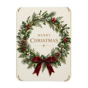 Elegant Botanische Kerst, Vintage Groenelementen Magneet