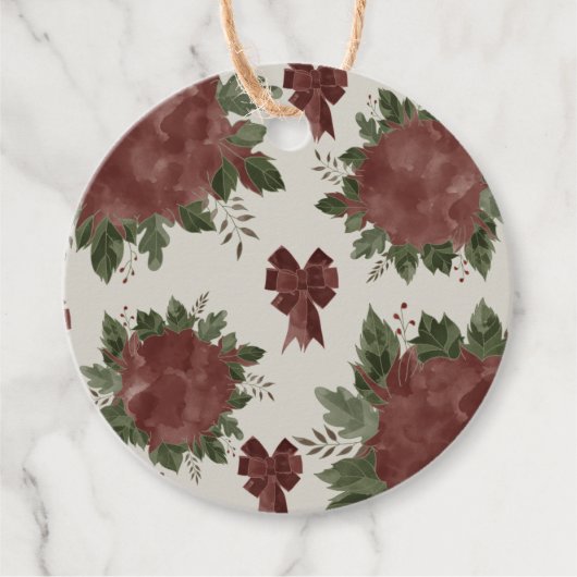 Elegant Botanische Kerstmis Bedankjes Labels (Voorkant)