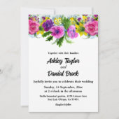 Elegant botanische kleurrijke bloemen bruiloft kaart (Voorkant)