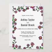 Elegant botanische kleurrijke bloemen bruiloft kaart (Voorkant)