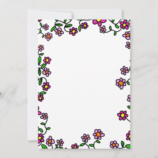 Elegant botanische kleurrijke bloemen bruiloft kaart (Achterkant)