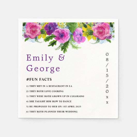 Elegant Botanische kleurrijke Rozen Floral Wedding Servet (Voorkant)