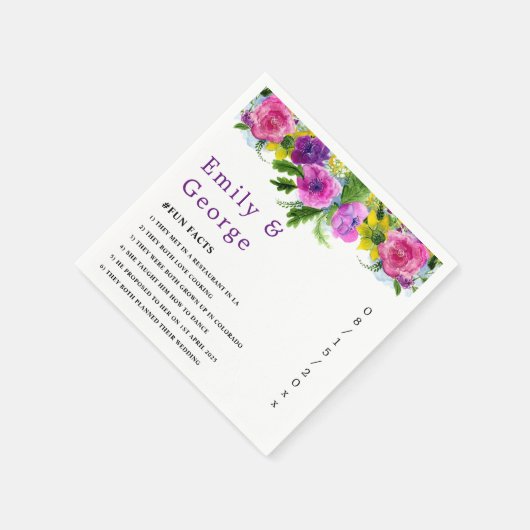 Elegant Botanische kleurrijke Rozen Floral Wedding Servet (Hoek)