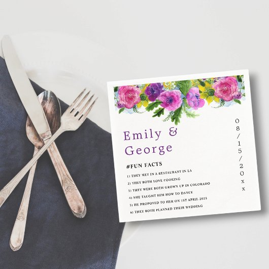 Elegant Botanische kleurrijke Rozen Floral Wedding Servet