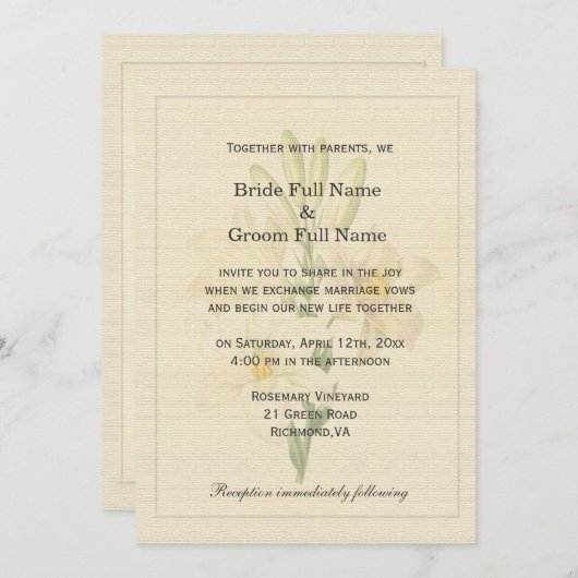 Elegant  botanische kunstwitte lendenbruiloft kaart (Voorkant / Achterkant)