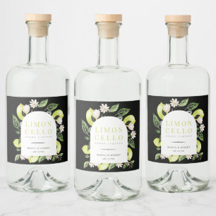 Elegant Botanische Lemons Lijst Limoncello Liquor  Likeurfles Etiket